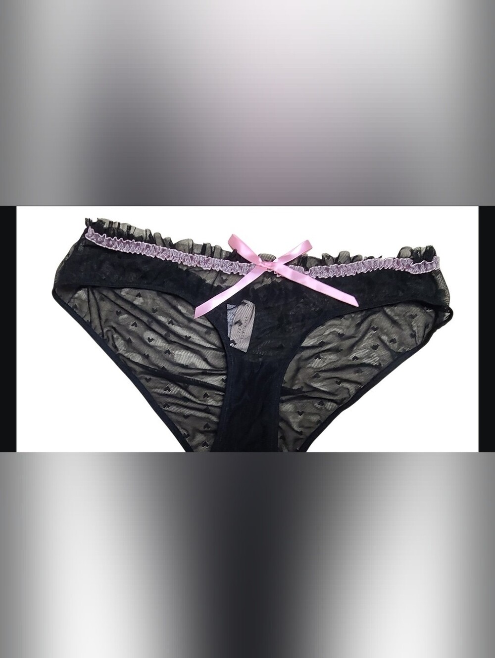 Vintage Victorias Secret Trim Mesh HEART Cheeky Panty